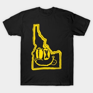 ID Eyes Idaho Grunge Smiling Face Yellow T-Shirt
